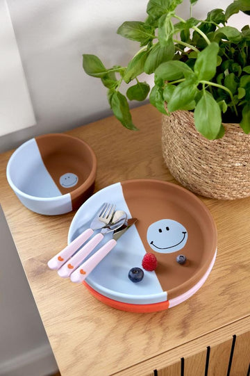 Bestekset met siliconen handvat - Happy Rascals Heart Lavender